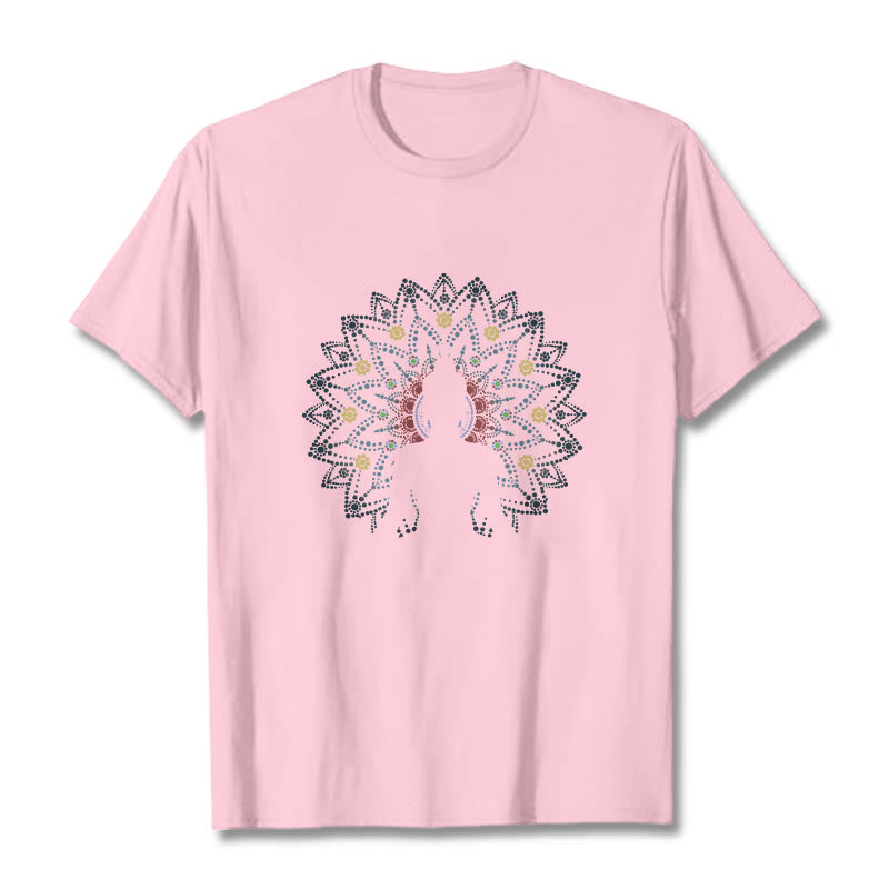 Camiseta con estampado de Buda sereno sentado y flor de mandala con Buddha Stones - rosa claro - 2XL - image 14