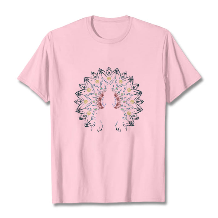 Camiseta con estampado de Buda sereno sentado y flor de mandala con Buddha Stones - rosa claro - 2XL - image 14