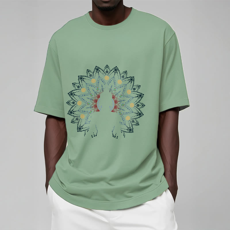 Camiseta con estampado de Buda sereno sentado y flor de mandala con Buddha Stones - image 5