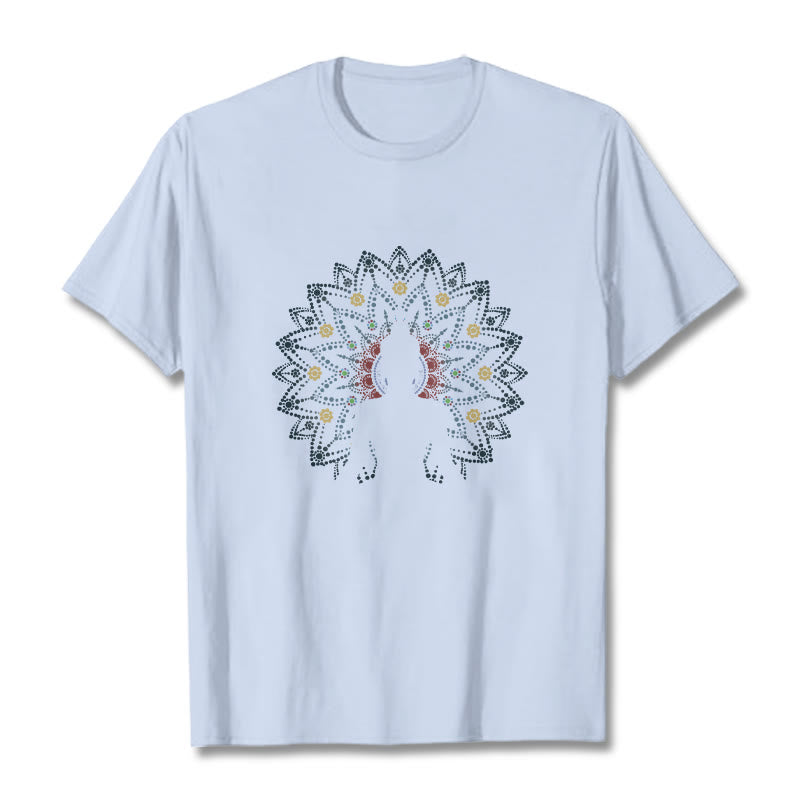 Camiseta con estampado de Buda sereno sentado y flor de mandala con Buddha Stones - Cian claro - 2XL - image 18