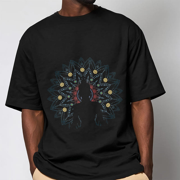 Camiseta con estampado de Buda sereno sentado y flor de mandala con Buddha Stones - image 7
