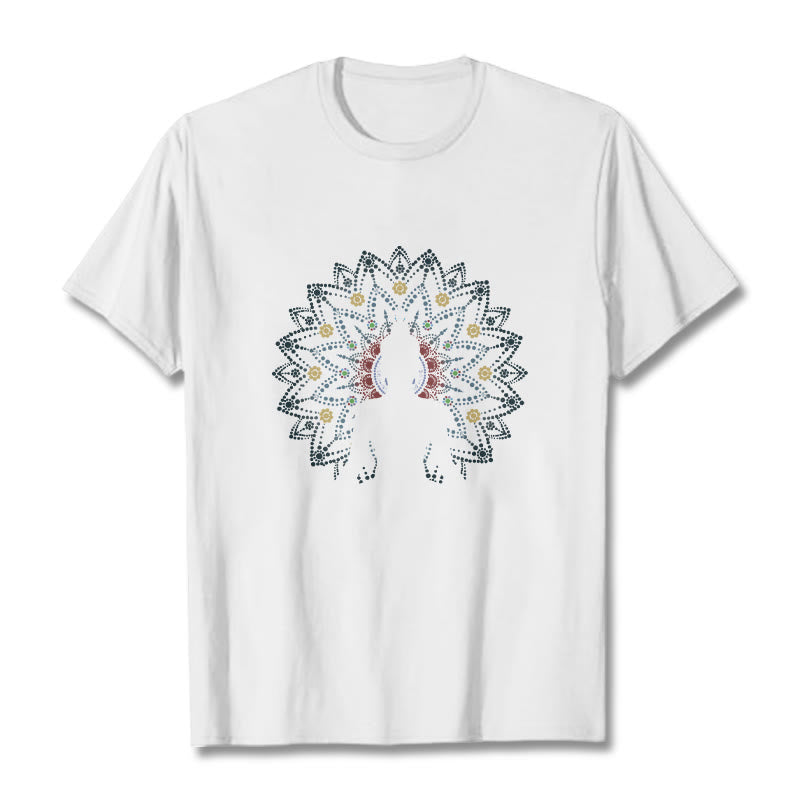 Camiseta con estampado de Buda sereno sentado y flor de mandala con Buddha Stones - Blanco - 2XL - image 0