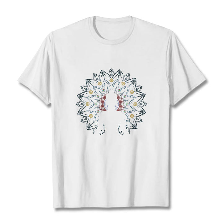 Camiseta con estampado de Buda sereno sentado y flor de mandala con Buddha Stones - Blanco - 2XL - image 0