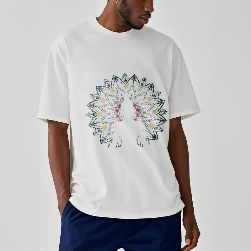 Camiseta con estampado de Buda sereno sentado y flor de mandala con Buddha Stones - image 1