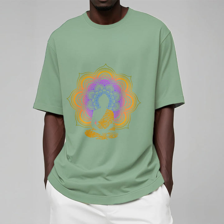 Camiseta con estampado de Buda sentado, flor y mandala multicolor con Buddha Stones de Buda - image 9