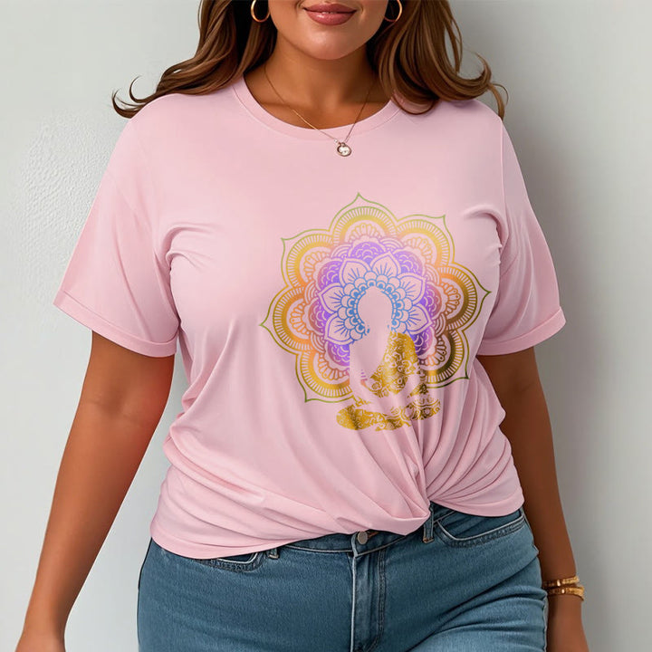 Camiseta con estampado de Buda sentado, flor y mandala multicolor con Buddha Stones de Buda - image 15