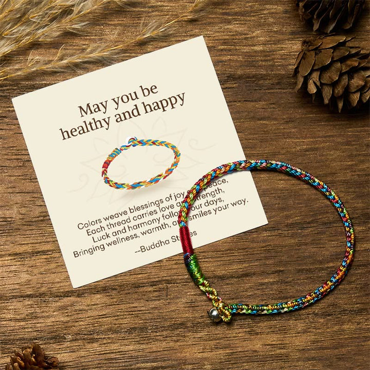 Buddha Stones &quot;Que estés sano y feliz&quot; Suerte Multicolor - 16 centímetros - Hebilla de plata 925 - Caja de regalo estándar - image 0