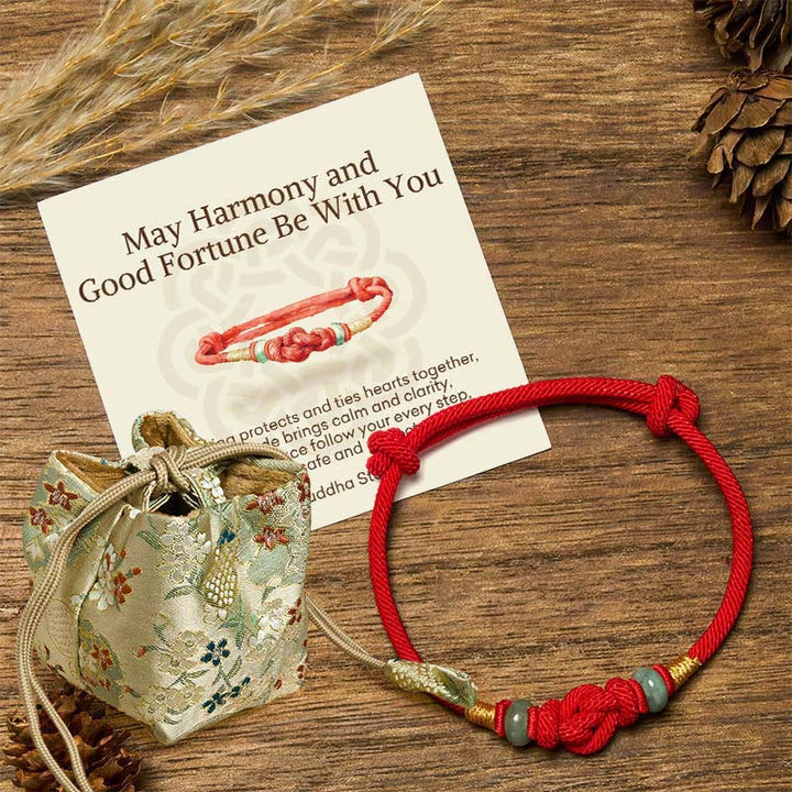 Pulsera de pareja trenzada con nudo de la suerte de Jade, hilo rojo, Buddha Stones - Hilo rojo y jade (circunferencia de la muñeca: 14-22 cm) - Bolsa de regalo de lujo (+$12,59) - image 7