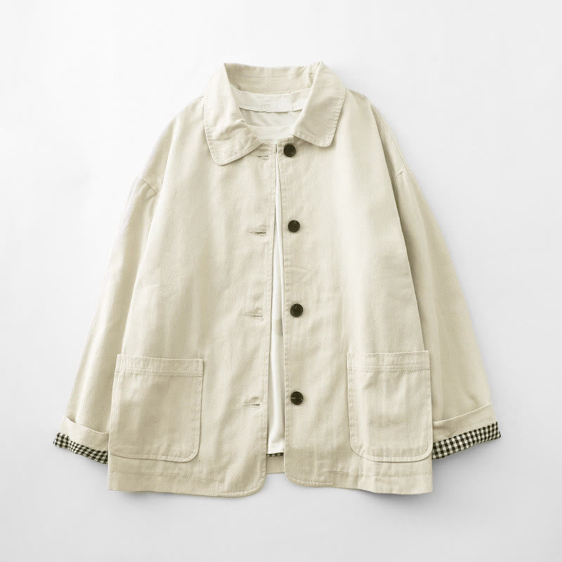 Chaqueta de algodón con diseño de patchwork y bolsillos para mujer de Buddha Stones Commute - Lino - US8-10，UK/AU12-14，EU40-42 (2XL) - image 6