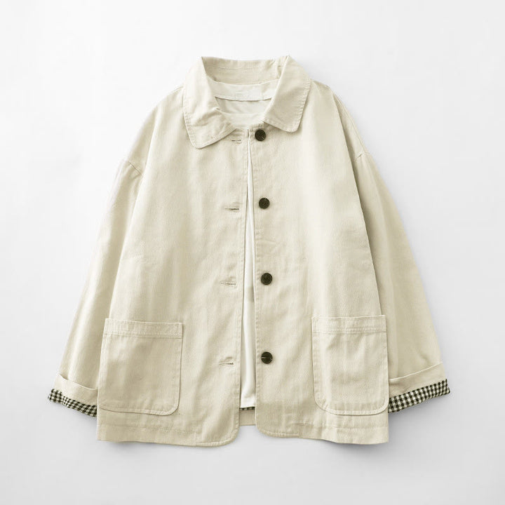 Chaqueta de algodón con diseño de patchwork y bolsillos para mujer de Buddha Stones Commute - Lino - US8-10，UK/AU12-14，EU40-42 (2XL) - image 6