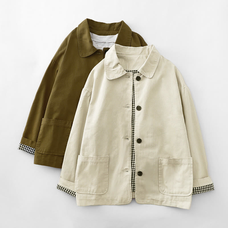 Chaqueta de algodón con diseño de patchwork y bolsillos para mujer de Buddha Stones Commute - image 5