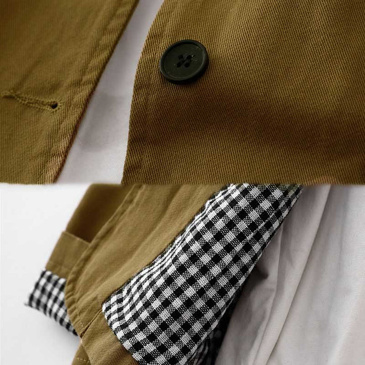 Chaqueta de algodón con diseño de patchwork y bolsillos para mujer de Buddha Stones Commute - image 2