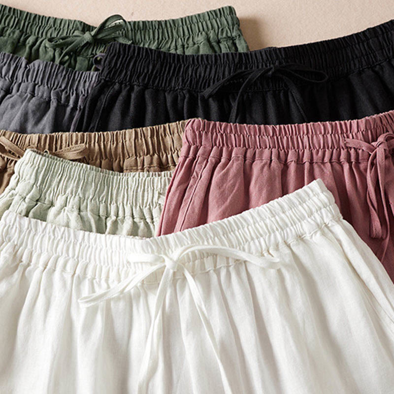 Pantalones harem de verano con bordado de flores pequeñas y Buddha Stones, con bolsillos. - image 2