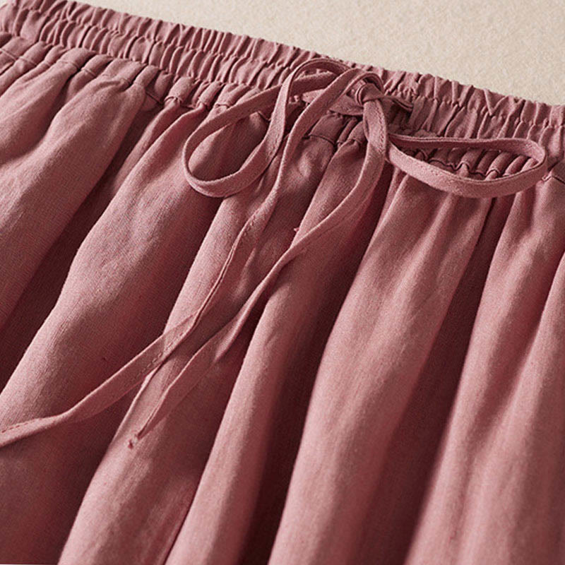 Pantalones harem de verano con bordado de flores pequeñas y Buddha Stones, con bolsillos. - image 12