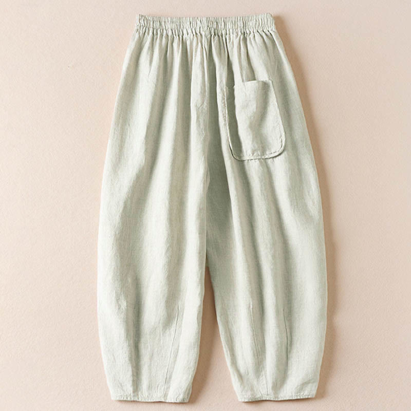 Pantalones harem de verano con bordado de flores pequeñas y Buddha Stones, con bolsillos. - image 24