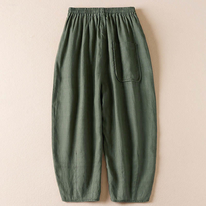 Pantalones harem de verano con bordado de flores pequeñas y Buddha Stones, con bolsillos. - image 29