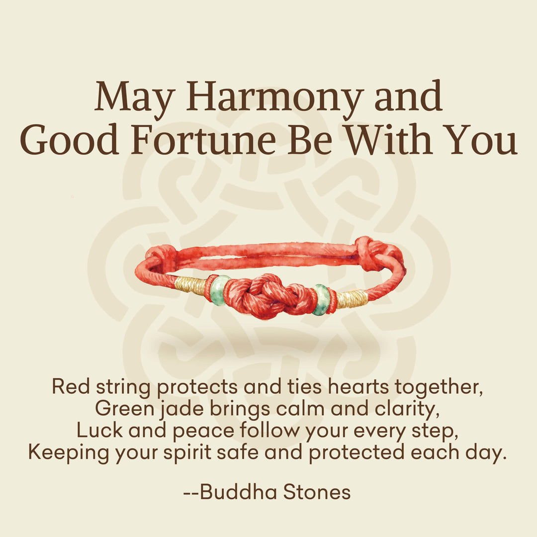 Pulsera de pareja trenzada con nudo de la suerte de Jade, hilo rojo, Buddha Stones - image 2