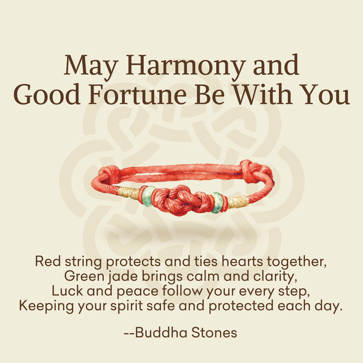 Pulsera de pareja trenzada con nudo de la suerte de Jade, hilo rojo, Buddha Stones - image 2