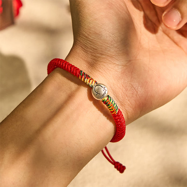 Pulsera trenzada de hilo rojo con abalorio de caballo del zodiaco chino en plata de ley 999 con Buddha Stones - image 4