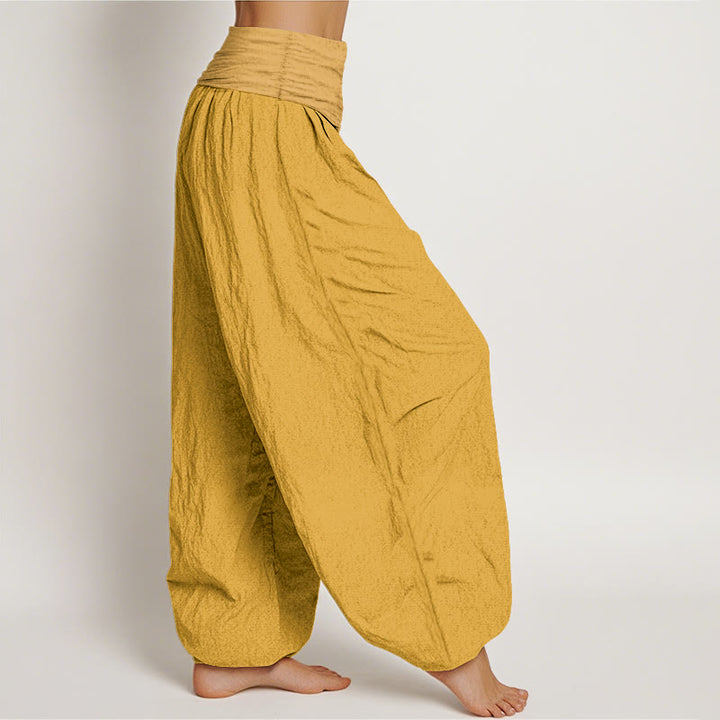 Pantalones harén de algodón puro con cintura elástica para mujer Buddha Stones Goldenrod - image 2
