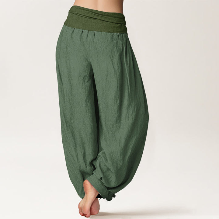 Pantalones harén de algodón puro con cintura elástica para mujer Buddha Stones SeaGreen - image 1
