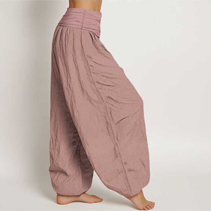 Pantalones harén de algodón puro rosa claro con cintura elástica para mujer Buddha Stones - image 2
