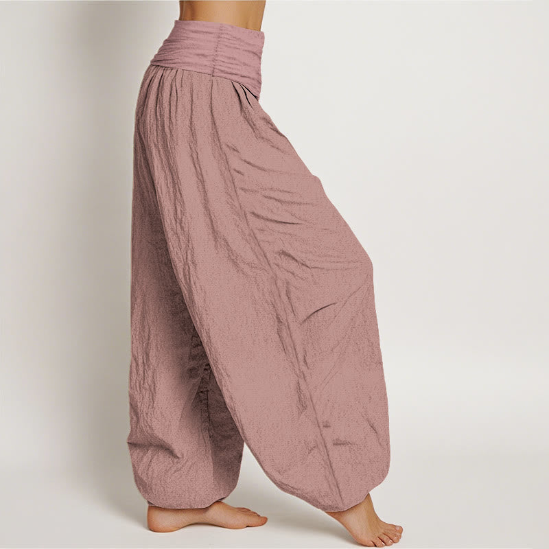 Pantalones harén de algodón puro rosa claro con cintura elástica para mujer Buddha Stones - image 2
