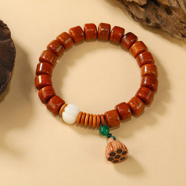 Pulsera de iluminación con diseño de hebilla de paz de loto y cuentas de Buddha Stones - Cuentas de hueso y vaina de loto (circunferencia de la muñeca: 15 cm-16 cm) - image 7