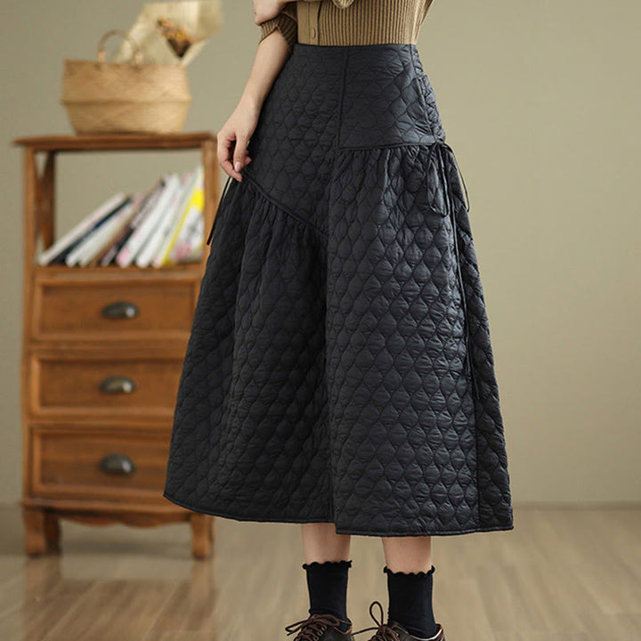 Falda recta de algodón con cintura elástica y bolsillos para mujer de Buddha Stones - image 1