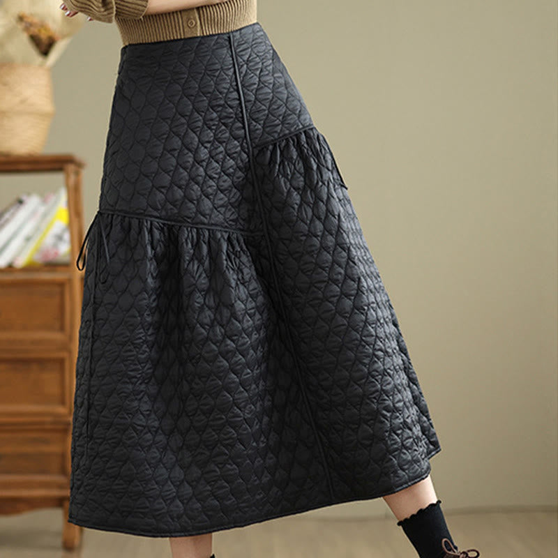 Falda recta de algodón con cintura elástica y bolsillos para mujer de Buddha Stones - image 2