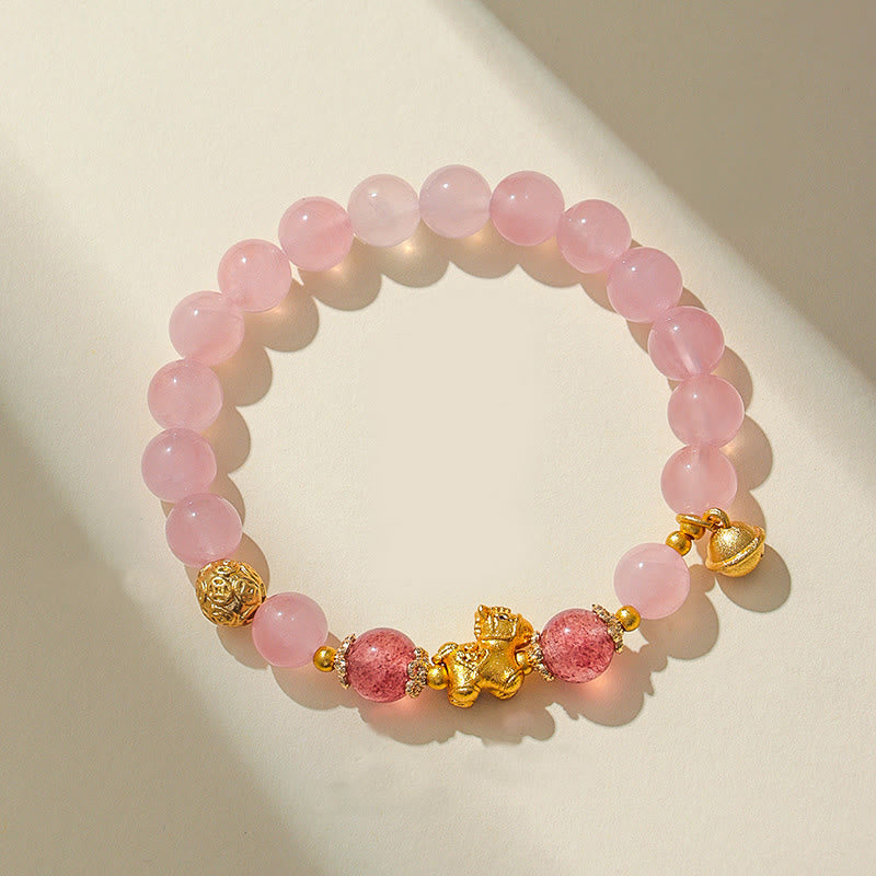 Pulsera de protección de cuarzo fresa con cristal rosa citrino de 8 mm del Año del Caballo de Buddha Stones - Cristal rosa (circunferencia de la muñeca: 13-15 cm) - image 6