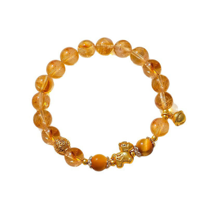 Pulsera de protección de cuarzo fresa con cristal rosa citrino de 8 mm del Año del Caballo de Buddha Stones - image 3