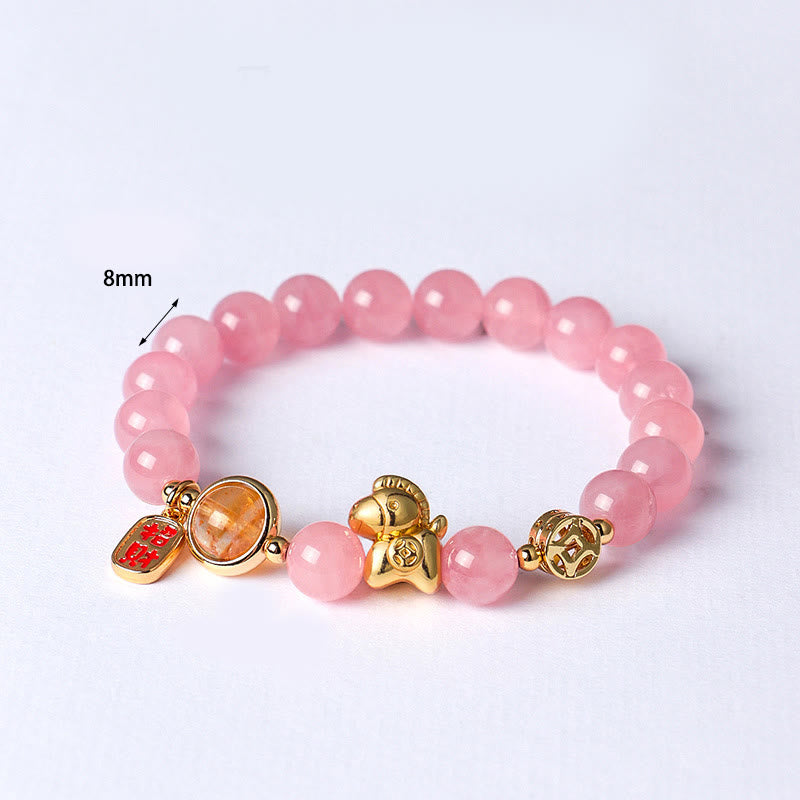 Pulsera de Buddha Stones del Año del Caballo, obsidiana negra natural de 8 mm, ágata roja, cristal rosa y fuerza. - image 11