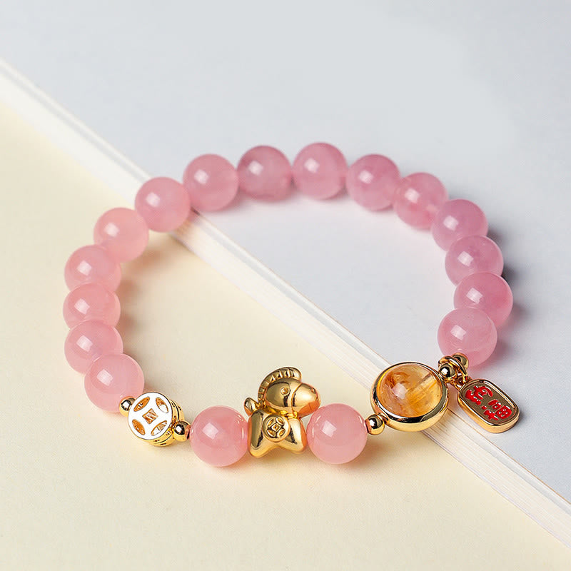 Pulsera de Buddha Stones del Año del Caballo, obsidiana negra natural de 8 mm, ágata roja, cristal rosa y fuerza. - image 13