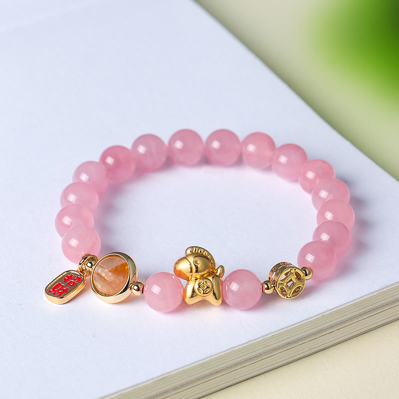 Pulsera de Buddha Stones del Año del Caballo, obsidiana negra natural de 8 mm, ágata roja, cristal rosa y fuerza. - image 12