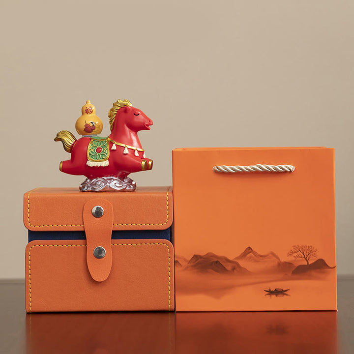 Buddha Stones del zodiaco chino, año del Caballo, personaje Fu, prosperidad, decoración del hogar - Caballo rojo con calabaza (8,5 x 4,3 x 7,5 cm) - image 14