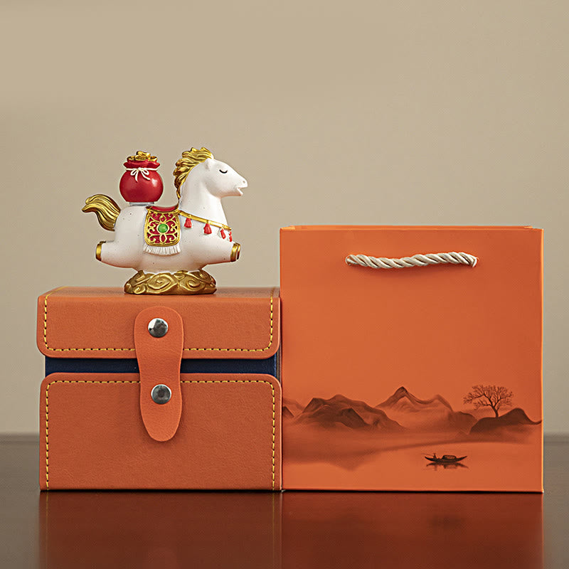 Buddha Stones del zodiaco chino, año del Caballo, personaje Fu, prosperidad, decoración del hogar - Caballo blanco con bolsillo (8,5 x 4,3 x 7,5 cm) - image 5