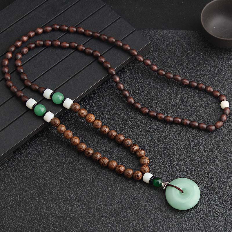 Collar con colgante de equilibrio y tranquilidad con hebilla de paz y madera de wengué y Buddha Stones - image 2