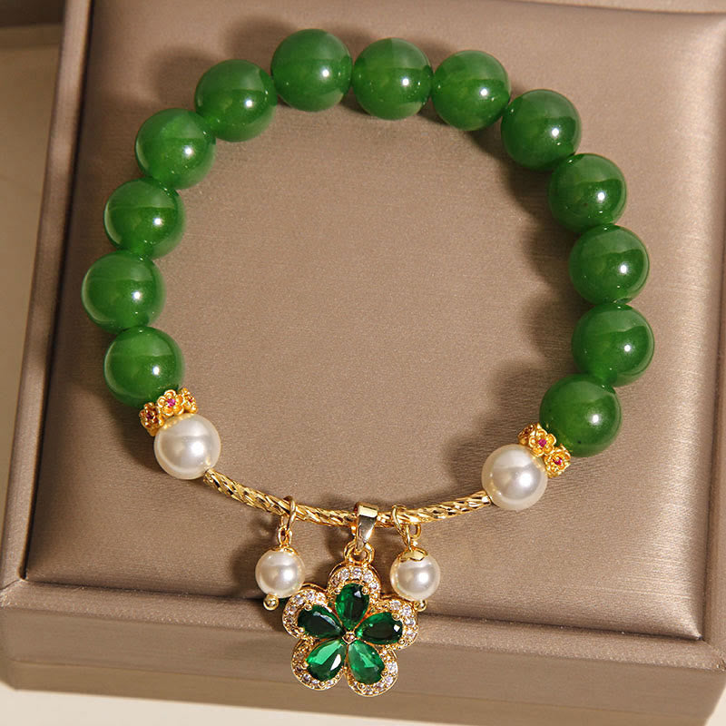 Pulsera de equilibrio con flor de perla y jaspe verde de Buddha Stones - image 4