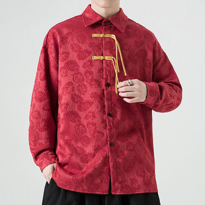 Chaqueta de traje Tang de manga larga para hombre con estampado de Buddha Stones - Carmesí - US/UK/AU50, UE60 (5XL) - image 0