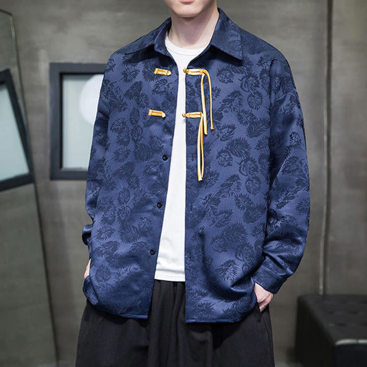 Chaqueta de traje Tang de manga larga para hombre con estampado de Buddha Stones - Azul oscuro - US/UK/AU50, UE60 (5XL) - image 9