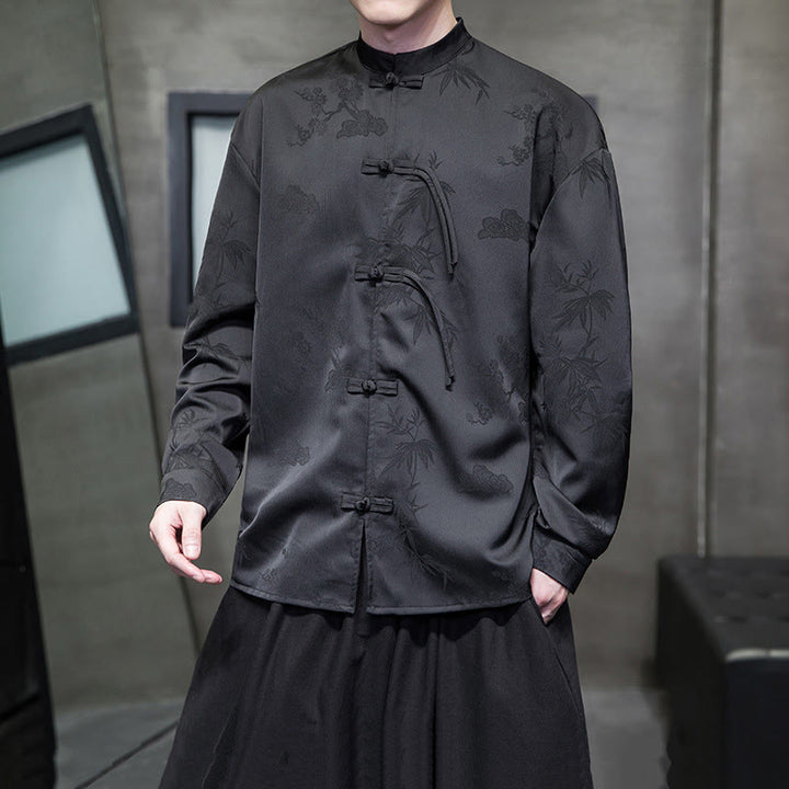 Chaqueta de manga larga para hombre con diseño de botones de rana y Buddha Stones - Negro - US/UK/AU46, EU56 (5XL) - image 10