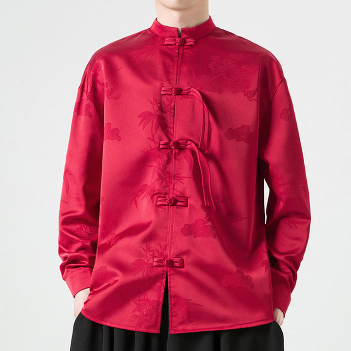 Chaqueta de manga larga para hombre con diseño de botones de rana y Buddha Stones - image 1