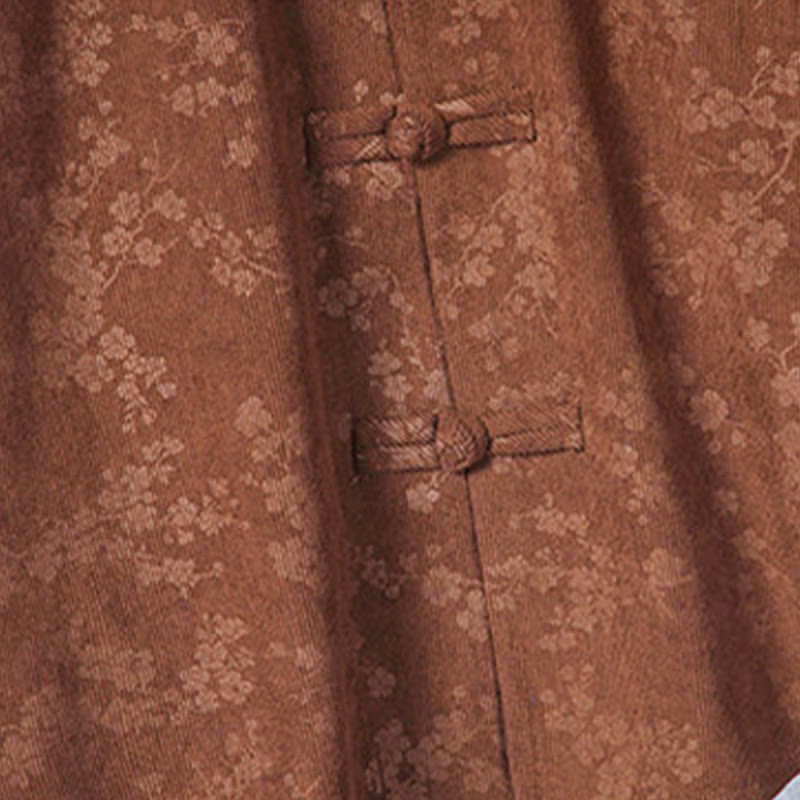 Chaqueta de traje Tang de pana de algodón para hombre, de manga larga, con estampado de flor de ciruelo y Buddha Stones - image 18