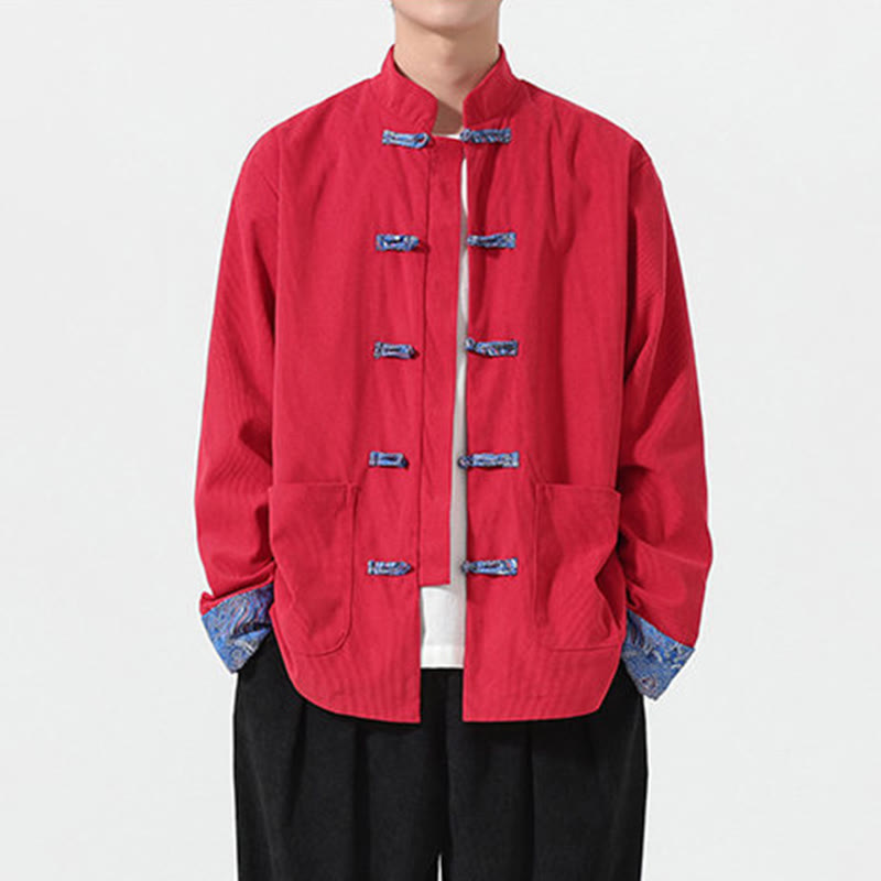 Chaqueta de pana de algodón para hombre, de manga larga, con diseño floral de Buddha Stones y bolsillos - image 2