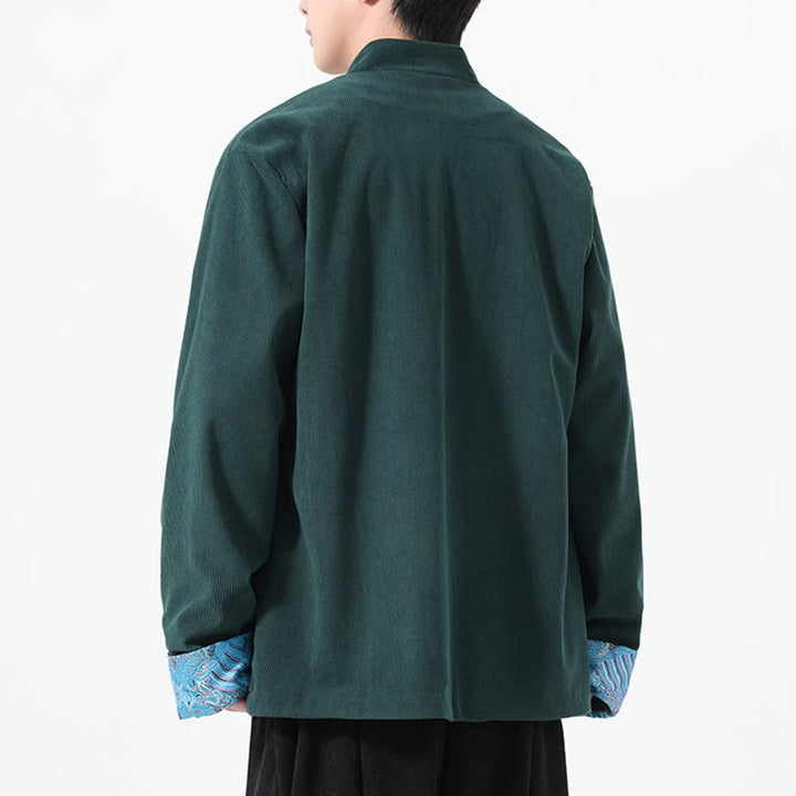 Chaqueta de pana de algodón para hombre, de manga larga, con diseño floral de Buddha Stones y bolsillos - image 15