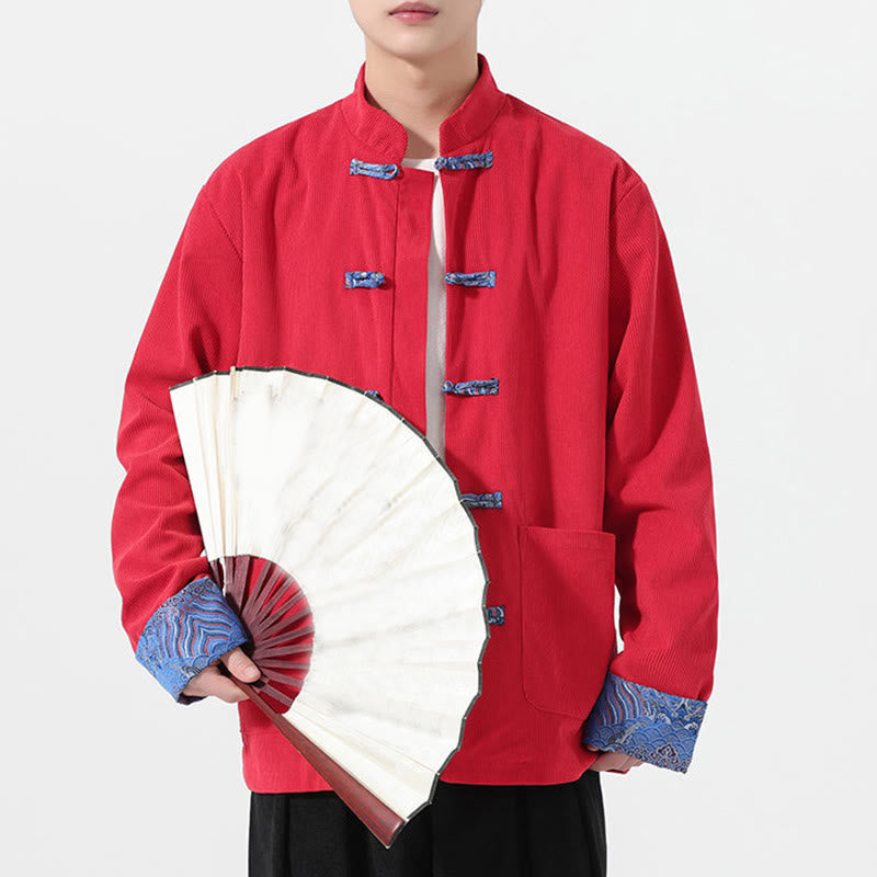 Chaqueta de pana de algodón para hombre, de manga larga, con diseño floral de Buddha Stones y bolsillos - image 4