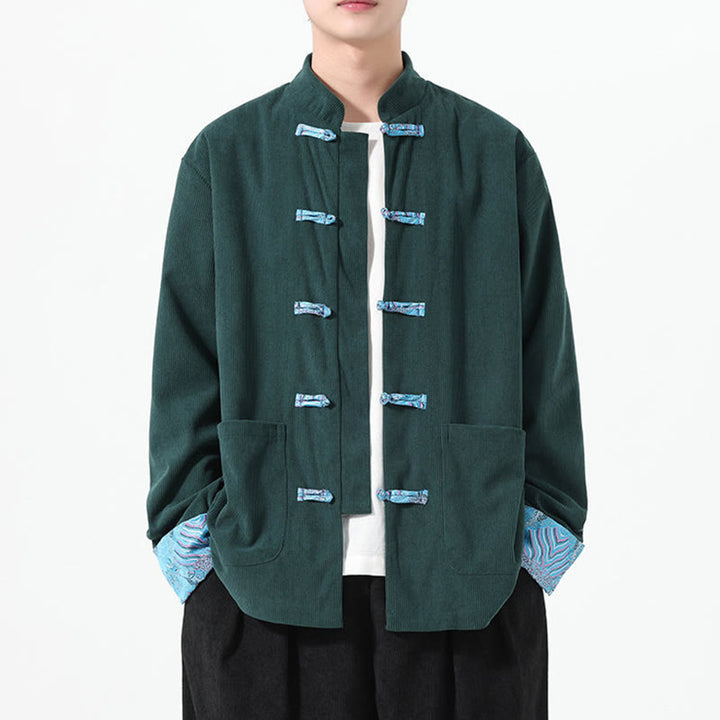 Chaqueta de pana de algodón para hombre, de manga larga, con diseño floral de Buddha Stones y bolsillos - image 17