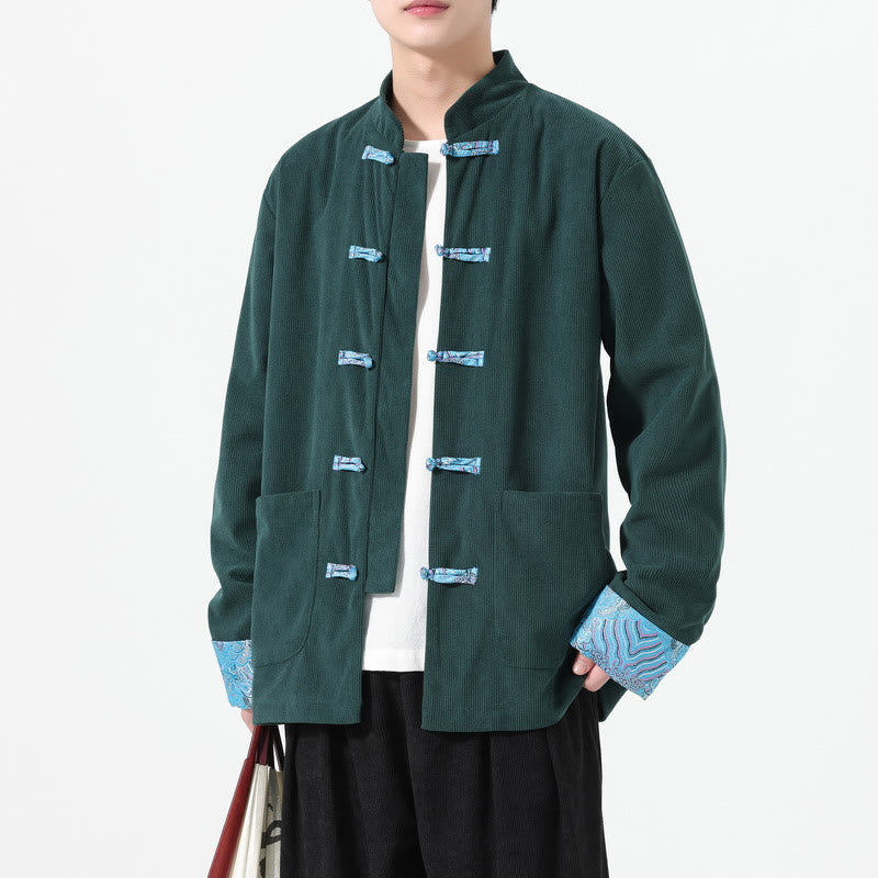 Chaqueta de pana de algodón para hombre, de manga larga, con diseño floral de Buddha Stones y bolsillos - image 16