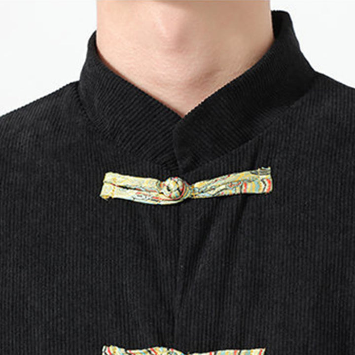 Chaqueta de pana de algodón para hombre, de manga larga, con diseño floral de Buddha Stones y bolsillos - image 11